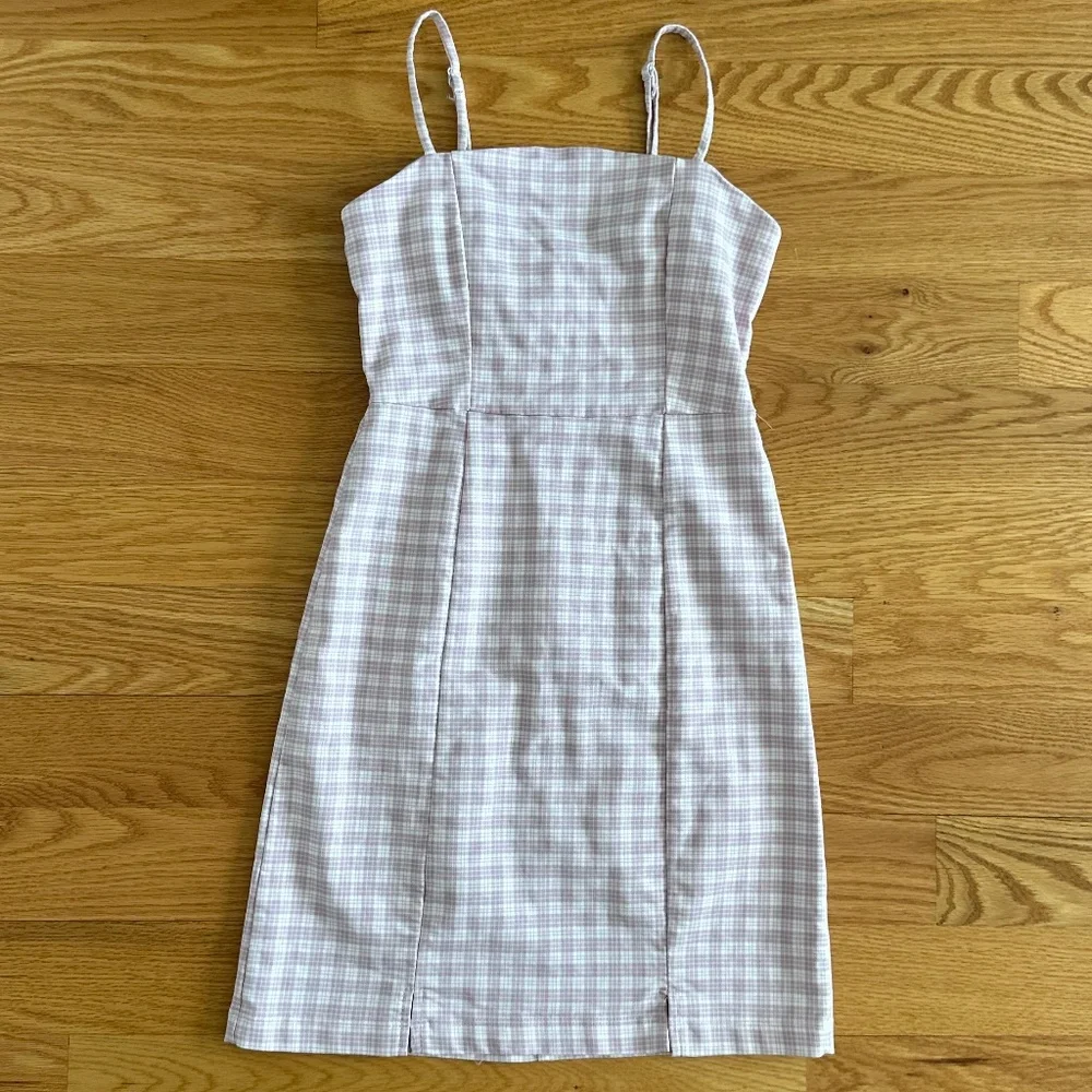 Dry Goods Originality NWOT Strappy Pink & Creme Plaid Dress (S) - Picture 1 of 10
